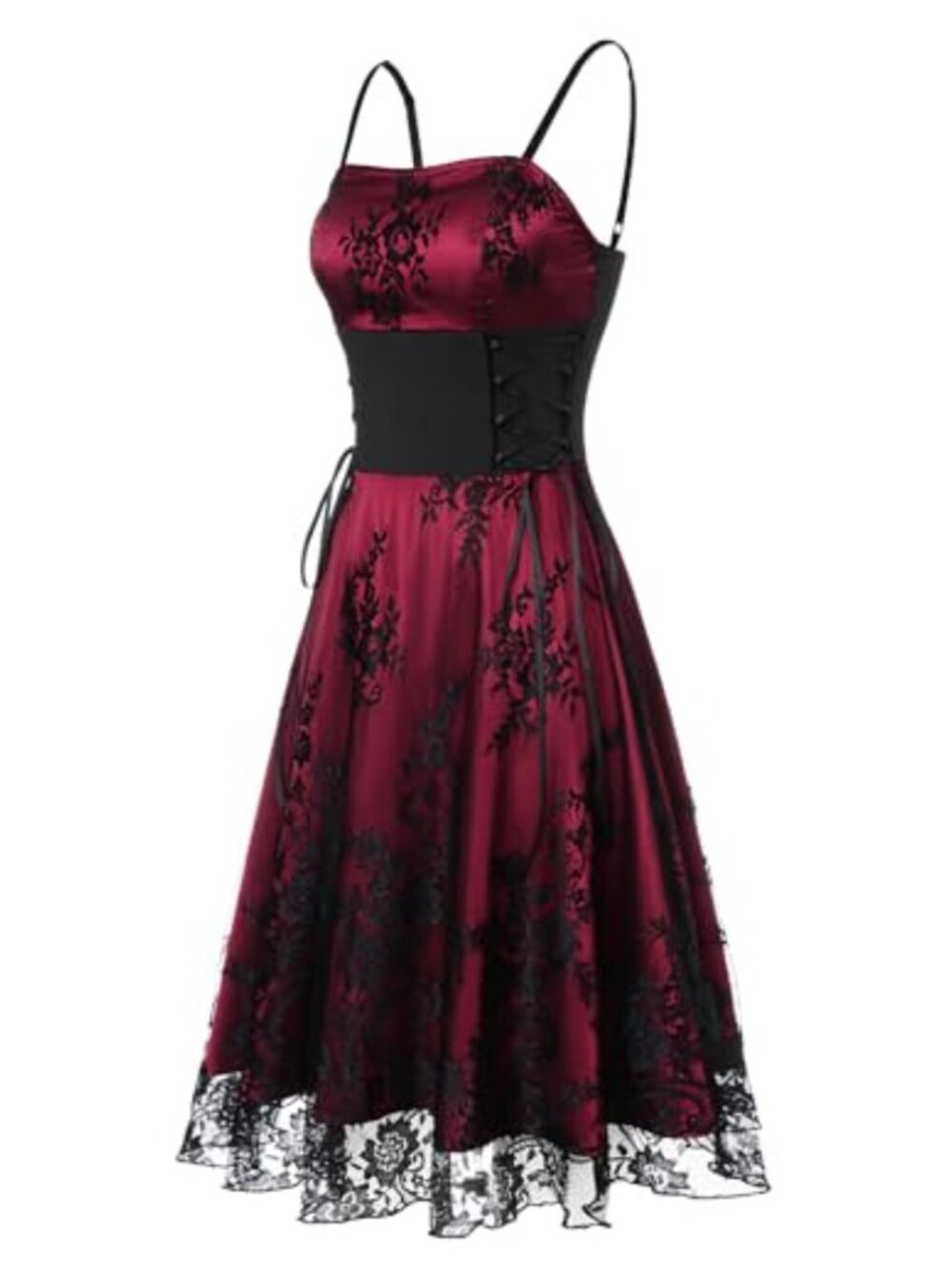 Gothic Corset Dress Spaghetti Strap Lace Backless Steampunk Halloween Costume